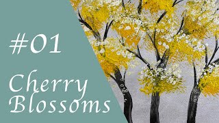 Cherry blossoms 櫻花 |  Easy Painting | Relaxing painting  | Acrylic painting tutorial  | 簡易壓克力畫技法