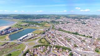 Flying drone over Llanelli