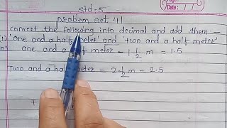 Problem set 41 Class 5।5 th STD maths। SSC board maths class 5। Decimal Fractions Maharashtra Board
