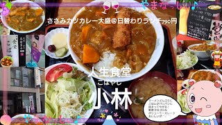 人生食堂こばやし　日替わりランチ　ささみカツカレーライス　山梨のおいしい定食屋さん