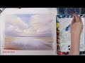 watercolor painting seascape how to paint sky and water reflection