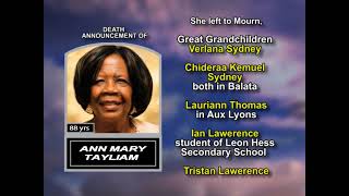 Ann Mary Tayliam ~ Long Obituary