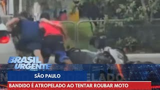 Bandido é atropelado ao tentar roubar moto em SP | Brasil Urgente