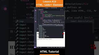 HTML Tutorial - Lesson 19: HTML abbr element #html #html5tutorial #html5 #html5course