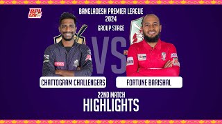 Chattogram Challengers vs Fortune Barishal || Highlights || 22nd Match || Season 10 || BPL 2024