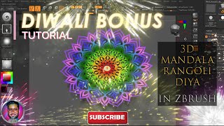 3D Mandala Rangoli Diya in ZBrush | Diwali Special Bonus Tutorial #mandalaart #Zbrush #firematerial