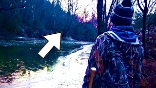 Large Unidentified Bipedal Creature Throws Objects Along Frozen River at Investigators on Camera!