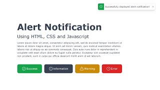Alert Notification using HTML, CSS and Javascript