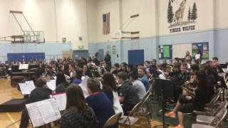 CPMS 8th grade Band and Choir performing for 5th grade Fly-Ups.