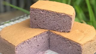 How to make Purple Potato Cake/เค้กไข่จากผงมันม่วง สูตรอร่อย สูตรทำง่ายๆ