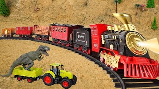 DIY Tractor Making a Mini Bulldozer to Repair Train Tracks | Excavator and Cement Mixer in Action