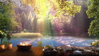 Cozy Spring Ambience | Spring Morning & Forest Ambience | Campfire Sounds, Birdsong