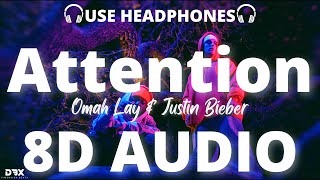 Omah Lay & Justin Bieber - Attention : 8D AUDIO🎧 (Lyrics)