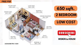 2 Bedroom House Plan in 3D |650 sqft. 2 BHK Budget House Plan | DESIGN to HOUSE