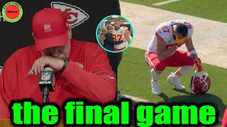 Andy Reid cries while talking about Travis Kelce's final game after Chiefs' loss to Tennessee Titans