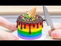 Miniature Rainbow Ice Cream Cake 🌈 Satisfying Miniature Rainbow Cakes Decorating