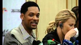 Will Smith and Charlize Theron at Hancock press conference
