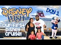 Our first time boarding the Disney Wish in 2024 | Embarkation Day, Sail away party, Room Tour!