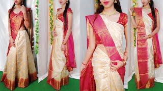 TRADITIONAL BENGALI(ATPORE)STYLE/SOUTH INDIAN STYLE/GHAGRA STYLE/ SAREE DRAPING|STEP BY STEP|HINDI