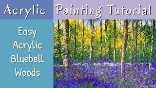 Bluebell Woods Acrylic Painting Using A Plastic BAG! For Beginners!!