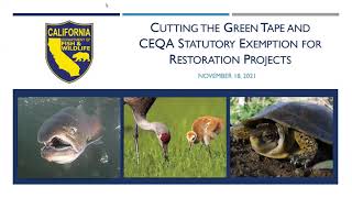 November 18, 2021 Public Meeting for CDFW’s CEQA Statutory Exemption for Restoration Projects