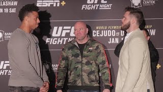 Greg Hardy vs. Allen Crowder Face Off | UFC on ESPN+1 Media Day