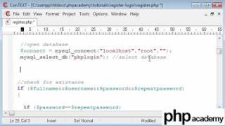 PHP Tutorials: Register & Login: User registration (Part 6)
