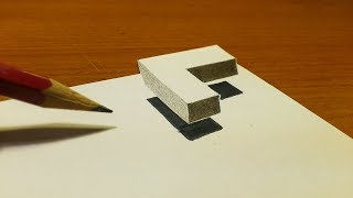 Very Easy!! How to draw 3D Floating Letter "L" - Drawing 3D trick art on paper step by step