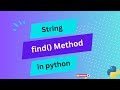 (SY) Mastering the find() Method in Python