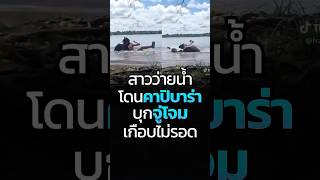 สาวว่ายน้ำโดนคาปิบาร่าบุกจู่โจมเกือบไม่รอด #คาปิบาร่า #สัตว์โลกน่ารัก #เหมียวสามสี  #CatDumb