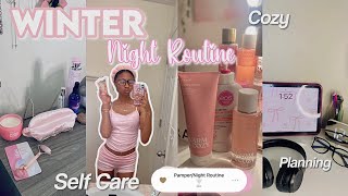 COZY WINTER NIGHT ROUTINE | self care, planning, snow day, etc.