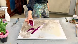 EASY DIY Texture Effective! Let it flow! Abstract painting techniques for beginners