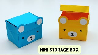 DIY MINI PAPER STORAGE BOX / Paper Crafts For School / Paper Craft / Easy Origami Bear Box DIY