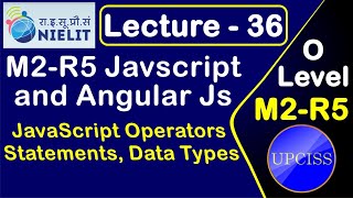 O Level M2 R5 Chapter 5 JavaScript Operators, Statements in Hindi Lecture 36