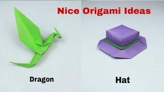 Two Nice Origami Ideas Origami Dragon  Origami Hat Realtime Vibes