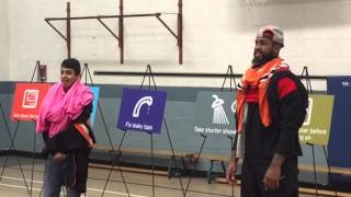 BC Lions players at Fraser Wood Elementary in Surrey, B.C.