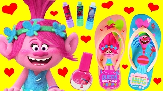 TROLLS MOVIE Poppy Makeover True Colors Nails Makeup & Lip Stick Girls Vanity & Guy Diamond Polish