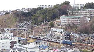 配9744レ EF64-1030 + E217系 Y-129編成 付属編成 4B NN 長野 廃車 配給 回送 戸塚〜横浜 2025/02/12 樹源寺 墓地 東海道本線 横須賀線 長岡車両センター