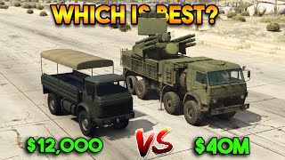 GTA 5 ONLINE : CHEAP VS EXPENSIVE (WHICH IS BEST MILITARY TRUCK?)