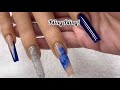 Mimicking Press On Nails - Laser Blue Night French V