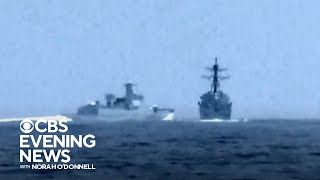 Video shows Chinese warship coming near U.S. missile destroyer in Taiwan Strait