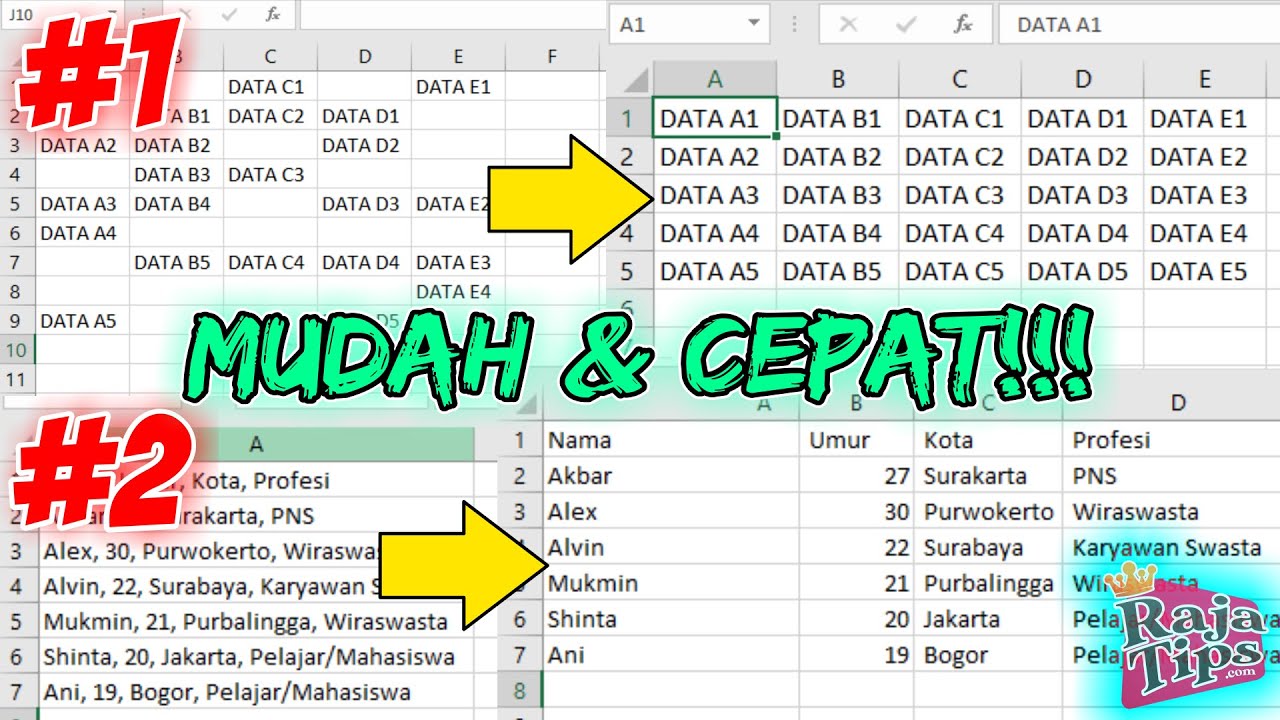 2 Cara Cepat Merapikan Data Excel & CSV Secara Otomatis - YouTube