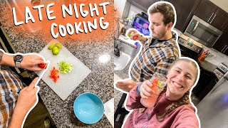 LATE NIGHT COOKING WITH MARISSA & GRIFF: Making Beef & Bean Tacos | vlogmas day 9