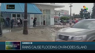 Uninterrupted rainfall on Rhodes Island causes flooding