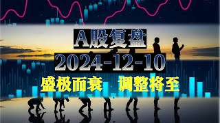 2024-12-10「A股」盛极而衰，调整将至 #a股 #a股复盘 #投資 #上证指数 #中国股市 #trading #散户 #新质生产力 #高开低走 #股市