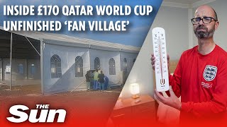 Inside unfinished £175-a-night Qatar fan village with sweltering 37C container cabins