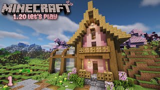 The Cutest Pink Starter House 🌸 | 1.20 Minecraft Let's Play | Ep 1