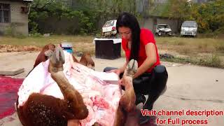 Lady after slaughtering cow | Beautiful Lady slaughter cow