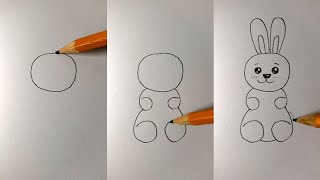 Как легко нарисовать ЗАЙЦА (КРОЛИКА) карандашом поэтапно