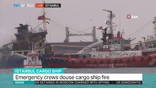 Cargo ship on fire in Istanbul's Marmara Sea